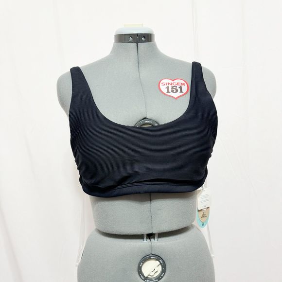 prAna NWT Sz XL Black Shoreline Ottoman Ribbed Bikini Swim Top - Picture 9 of 9